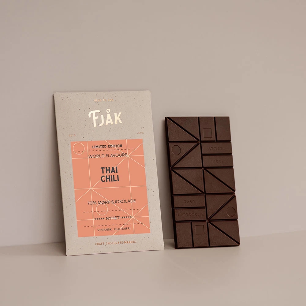 Thai Chili 70% Mørk sjokolade 60g, Fjåk | Smakslykke.no