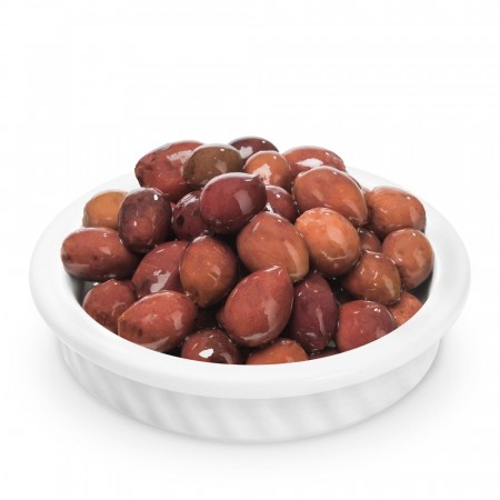 Oliven Peranza, sorte/brune m/stein, i vakumpose, 400g