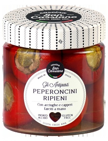 Fylte paprika med ansjos og kapers i olivenolje, 190g