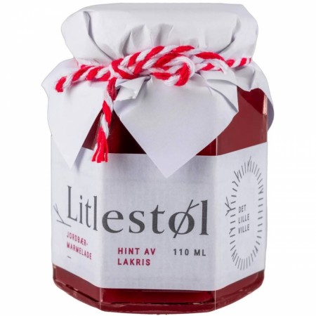 Jordbærmarmelade med lakris og lime 110ml, Litlestøl