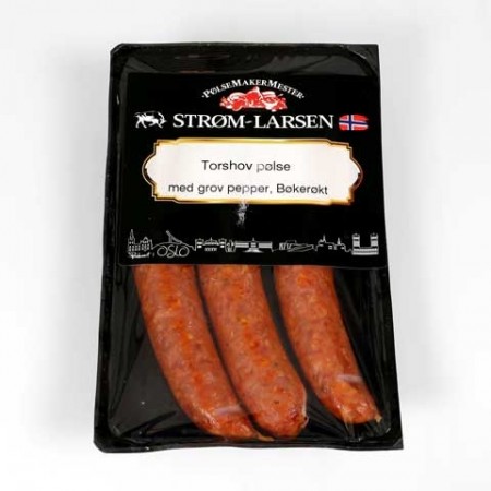 Torshov Pølse m/ grov pepper 3 stk 300g, Strøm-Larsen Oslo