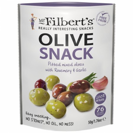 Mr Filbert’s Mixed Olive Snack w Rosemary & Garlic, 50g